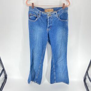 Mudd Button Fly Medium Wash Low rise Flare Leg Blue Jean Pant y2k 90s Jrs 5
